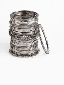 Anouk Set Of 40 Silver-Plated Oxidised Bangles