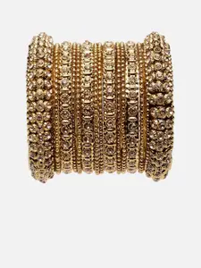 Anouk Set Of 6 Oxidised Gold-Plated Stone Studded Bangles