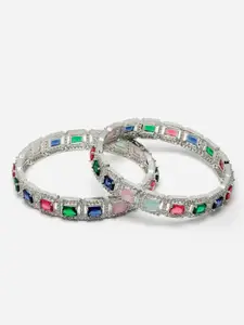 Anouk Set Of 2 Rhodium-Plated AD-Studded Bangles