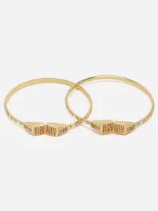 Anouk Set Of 2 Gold-Plated American Diamond Studded Kada Bracelets