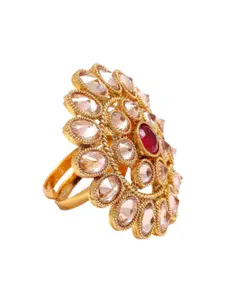 Anouk Gold-Plated AD-Studded Adjustable Finger Ring