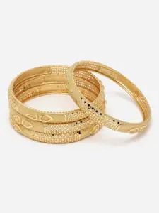 Anouk Set Of 4 Gold-Toned Gold-Plated Textured Bangles