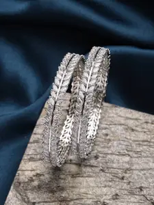 Anouk Set Of 2 Rhodium-Plated & AD-Studded Bangles
