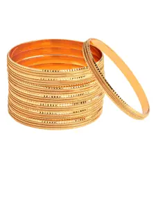 Anouk Set Of 8 Gold-Plated Textured Bangles