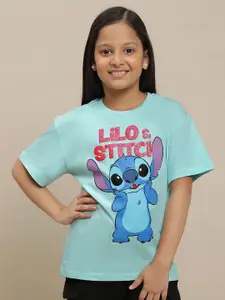 Kids Ville Girls Stitch Printed Pure Cotton T-Shirt
