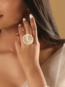 Rubans Gold-Plated Kundan Studded Finger Ring
