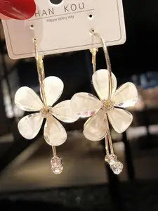 YouBella Golf-Plated Stone-Studded Contemporary Drop Earrings