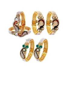 YouBella Set Of 3 Gold-Plated & Pearl -Studded Bangles