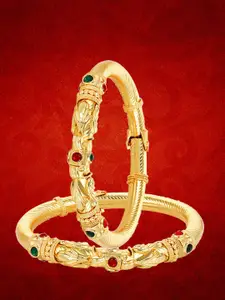 YouBella Set Of 2 Gold-Plated & Stones-Studded Bangles