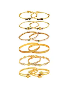 YouBella Set Of 12 Gold-Plated Stone-Studded Bangles