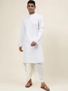 Fabindia Self Design Band Collar Long Sleeve Cotton Kurta