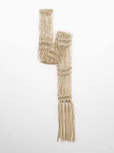 MANGO Crystal Beaded Fringed Scarf