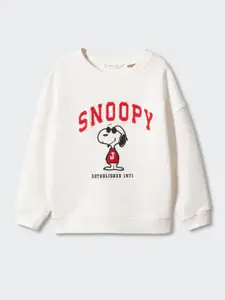 Mango Kids Girls Cotton Snoopy Printed Sweatshirt