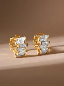 Rubans Voguish 18KT Gold Plated Zirconia Studded Hoop Earrings