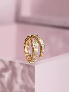 Rubans Voguish 18KT Gold-Plated & CZ-Studded Adjustable Finger Ring