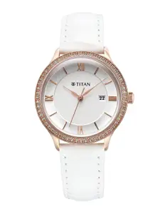 Titan Women Embellished Dial & Straps Analogue Watch 95247WL05