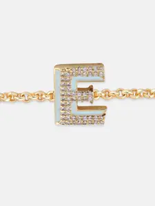 Tipsyfly Women Gold-Plated Crystal & Mint Enamel Letter-E Bracelet Rakhi
