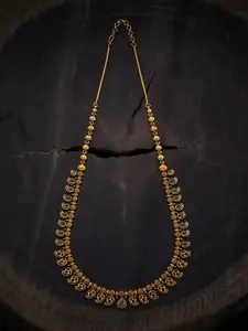 Kushal's Fashion Jewellery Stone Studded Silver Antique Necklace