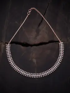 Kushal's Fashion Jewellery Rose Gold-Plated Stone Studded Necklace