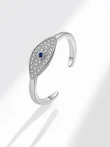 MYKI Silver-Plated Stone Studded Evil Eye Finger Rings