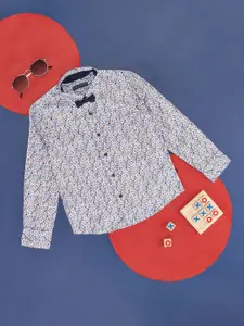 Pantaloons Junior Boys Floral Printed Cotton Casual Shirt With Bow Tie