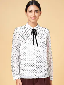 Annabelle by Pantaloons Polka Dots Printed Opaque Georgette Casual Shirt