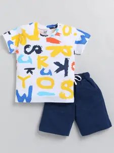 Toonyport Boys Typography Printed Pure Cotton T-shirt With Shorts
