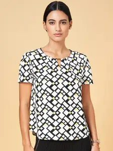 Annabelle by Pantaloons Geometric Printed Keyhole Neck Top