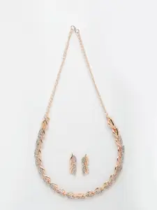 Anouk Rose-Gold Plated CZ-Studded Necklace & Earrings