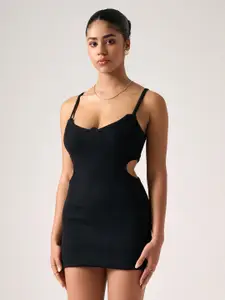 Outcast Shoulder Strap Cut-Outs Bodycon Mini Dress
