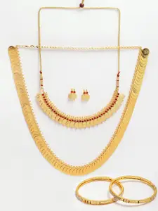 Anouk Gold-Plated Stone-Studded Temple Necklace Jewellery Set