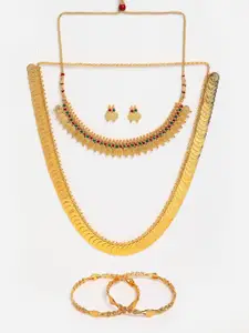Anouk Gold-Plated Stone-Studded Temple Coin Jewellery Set With Bangles