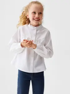 Mango Kids Girls Pleated Detail Pure Cotton Casual Shirt