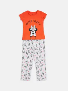 Pantaloons Junior Girls Minnie Mouse Printed T-shirt With Pyjamas