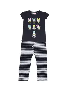 Pantaloons Junior Girls Donald Duck Printed T-shirt With Pyjamas