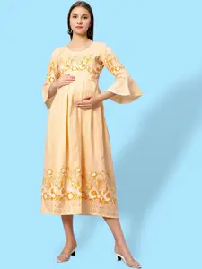 True Shape Printed Feeding Anarkali Dress with Nursing Zips in Cotton Blend Fabric