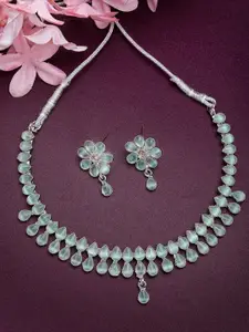 Anouk Silver-Plated AD-Studded Necklace & Earrings