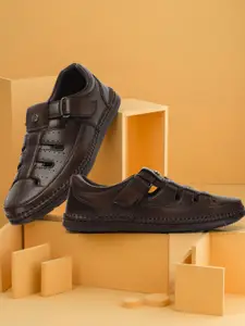 Carlton London Men Perforations Shoe-Style Sandals With Velcro Closure
