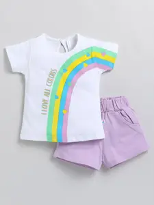 Toonyport Girls Striped Pure Cotton T-shirt with Shorts