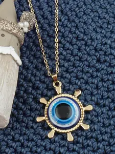 Pinapes Gold-Plated Evil Eye Pendant with Chain