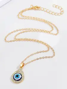 Pinapes Gold-Plated Evil Eye Pendant With Chain