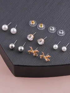 Brandsoon Set Of 5 Gold-Plated Circular Stud Earrings