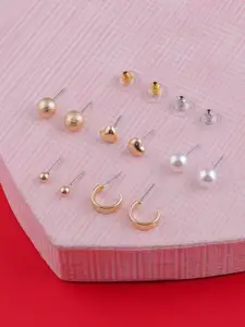 Brandsoon Set Of 5 Gold-Plated Circular Studs Earrings