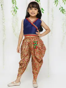 KID1 Girls Embroidered Top With Dhoti Pants