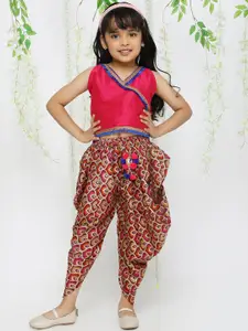 KID1 Girls Top With Printed Dhoti Pants