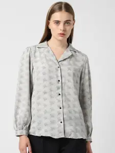 Van Heusen Woman Abstract Printed Shirt Collar Cuffed Sleeves Shirt Style Top