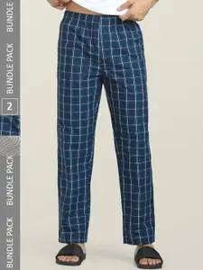 XYXX Men Pack Of 2 Checked Cotton Anti-Microbial Lounge Pants