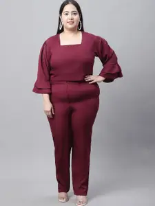 Flambeur Plus Size Square Neck Top With Touser