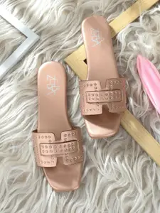 Zebba Embellished Open Toe Flats