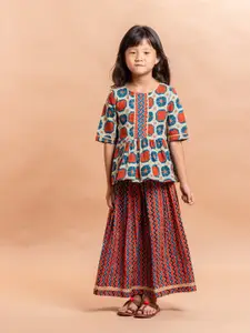 Sangria Girls Printed Cotton Lehenga With Choli
